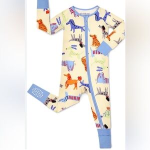 RESHINEE Long Sleeve Bamboo Dog Print Bamboo Convertible Sleeper - 0-3M